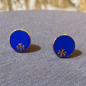 Tory Burch Enamel Logo Stud earrings in blue